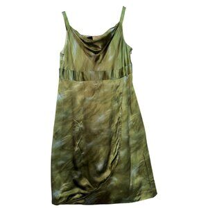 Due Per Due Veste Womens Cocktail Slip Mini Dress Sleeveless Size 14 Olive Green